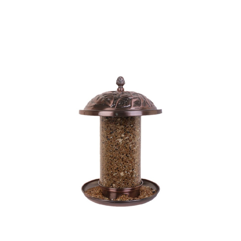 Durable Outdoor Automatic Seed-Dispensing Weather-Resistant Hanging Metal Bird Feeder with Dual Seed